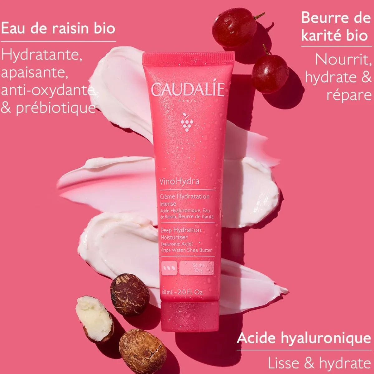 CAUDALIE Crèmes & Fluides|Hydratation Visage^Crème Hydratation Intense à l'Acide Hyaluronique & Beurre de Karité