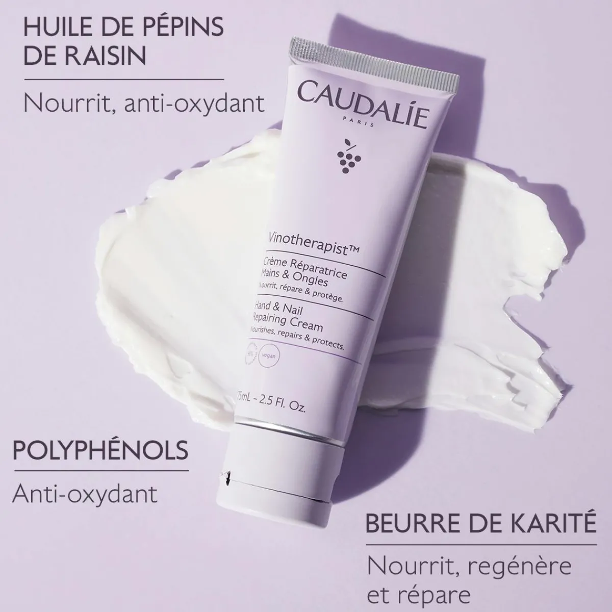 CAUDALIE Crèmes Mains^Crème Réparatrice Mains et Ongles au Beurre de Karité
