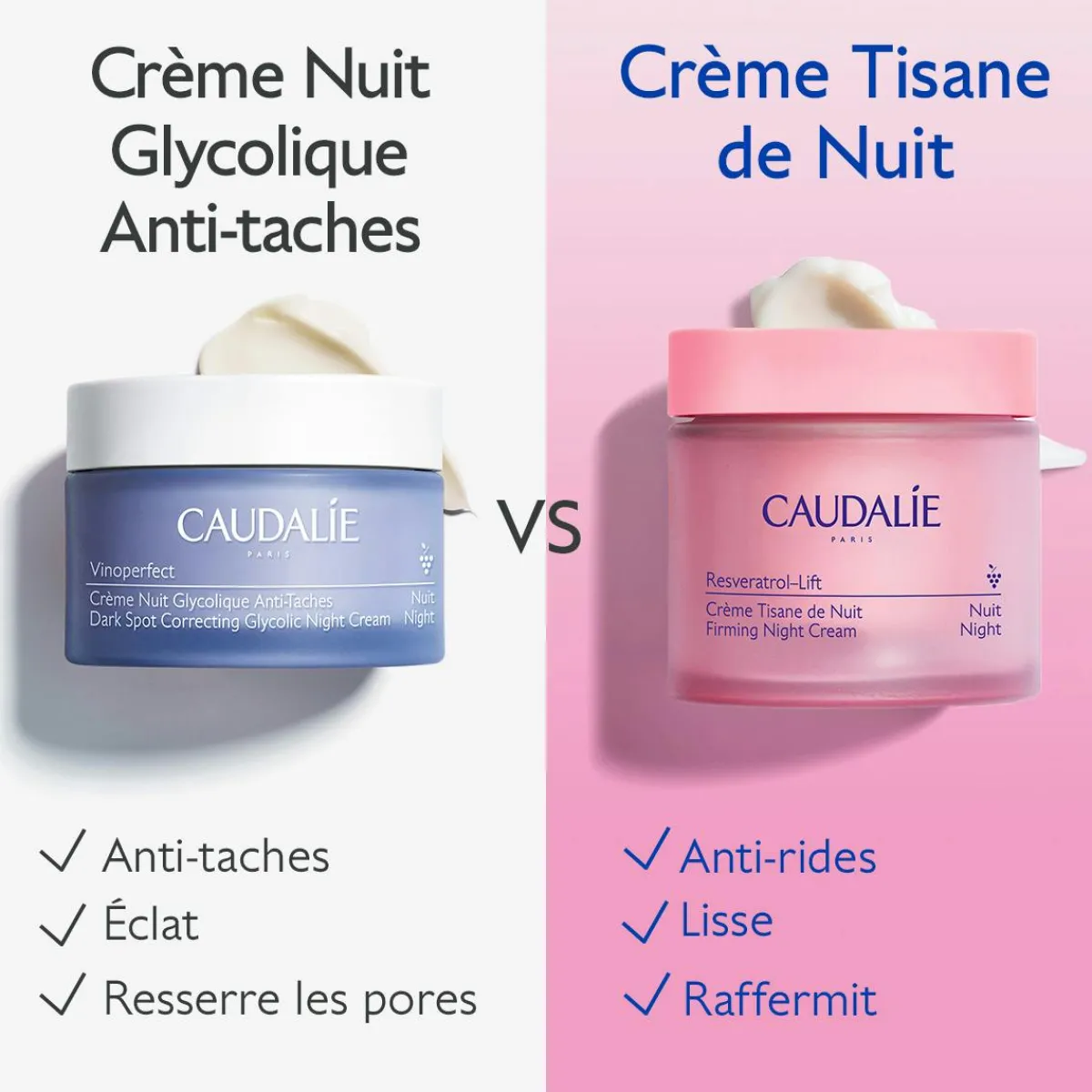 CAUDALIE Anti-Rides, Fermeté|Crèmes De Nuit^Crème Tisane de Nuit au Resvératrol, alternative au Rétinol